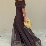 Off-Shoulder Ruched Maxi Dress