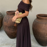 Off-Shoulder Ruched Maxi Dress