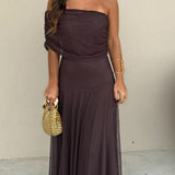 Off-Shoulder Ruched Maxi Dress