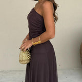 Off-Shoulder Ruched Maxi Dress