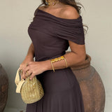 Off-Shoulder Ruched Maxi Dress