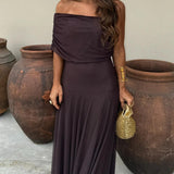 Off-Shoulder Ruched Maxi Dress