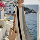 Women's Striped Color Block Maxi Dress