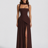 Women's Sleeveless Square Neck Maxi Dress with Side Slit