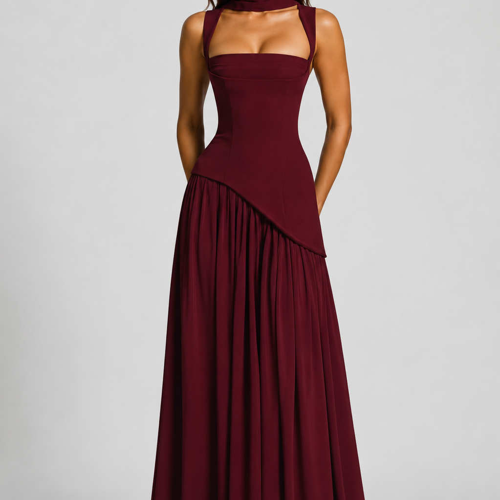 Women's Sleeveless Square Neck Maxi Dress with Side Slit