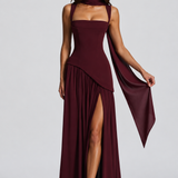 Women's Sleeveless Square Neck Maxi Dress with Side Slit