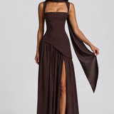 Women's Sleeveless Square Neck Maxi Dress with Side Slit