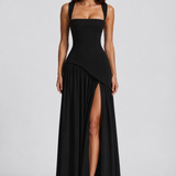 Women's Sleeveless Square Neck Maxi Dress with Side Slit
