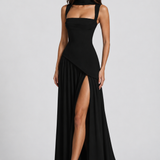 Women's Sleeveless Square Neck Maxi Dress with Side Slit