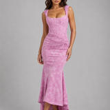 Women's Square Neck Ruched Mermaid Maxi Dress