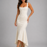 Women's Square Neck Ruched Mermaid Maxi Dress