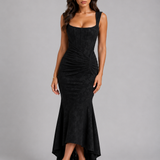 Women's Square Neck Ruched Mermaid Maxi Dress