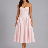 Women's Floral Sweetheart Neck Midi Dress