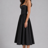 Women's Floral Sweetheart Neck Midi Dress