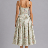 Women's Floral Sweetheart Neck Midi Dress
