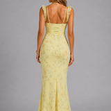 Women's Floral Ruffle Strap Mermaid Maxi Dress
