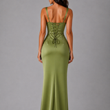 Women's Square Neck Ruched Maxi Dress