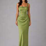 Women's Square Neck Ruched Maxi Dress