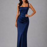 Women's Square Neck Ruched Maxi Dress