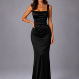 Women's Square Neck Ruched Maxi Dress