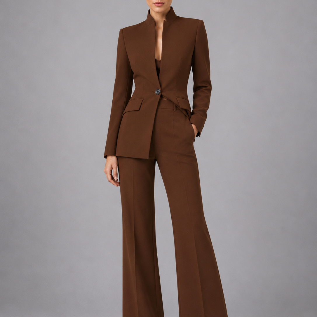 Women's Stand Collar Tailored Blazer Set
