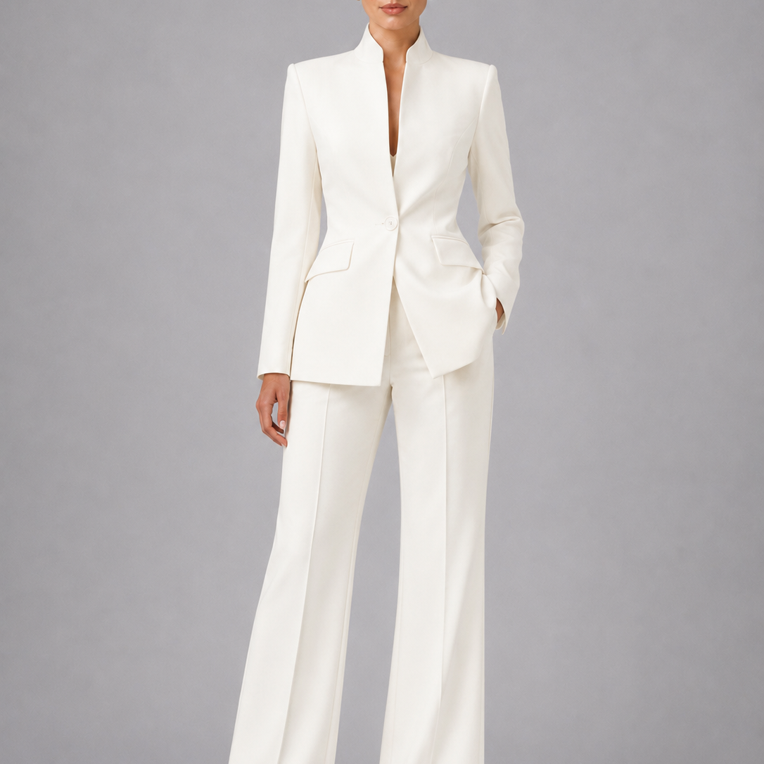 Women's Stand Collar Tailored Blazer Set