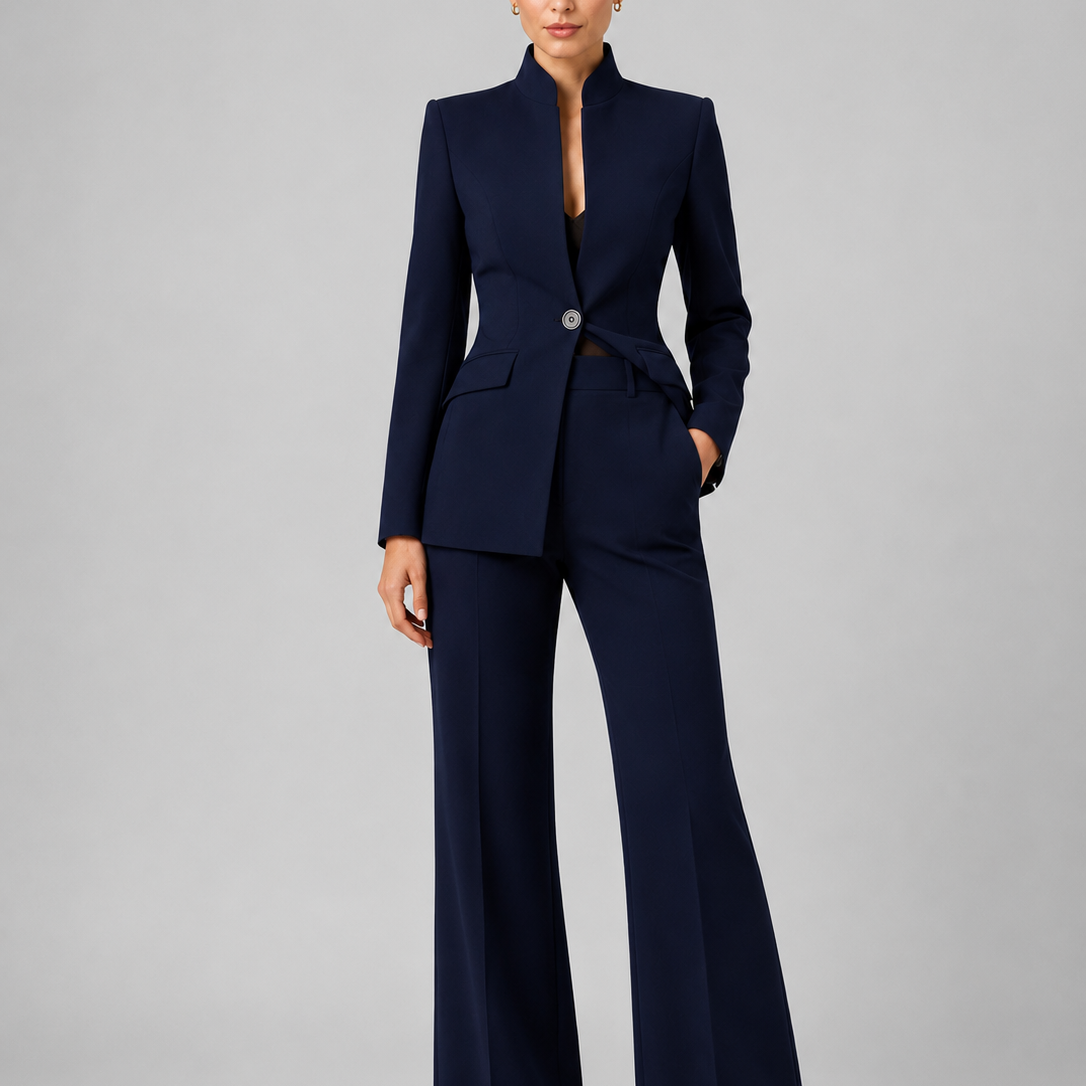 Women's Stand Collar Tailored Blazer Set