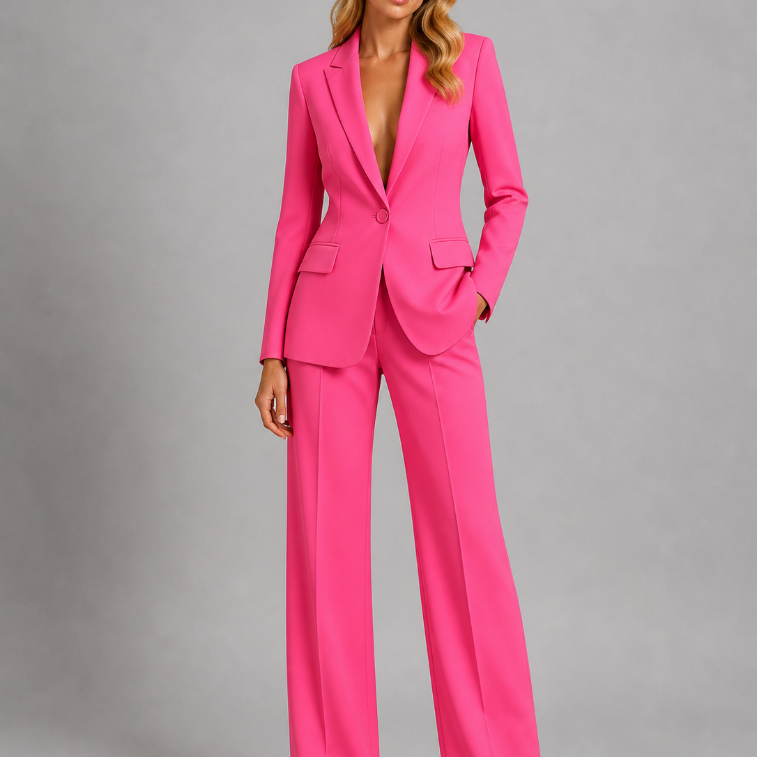 Women's Single Button Tailored Blazer Set