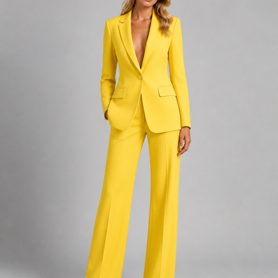 Women's Single Button Tailored Blazer Set
