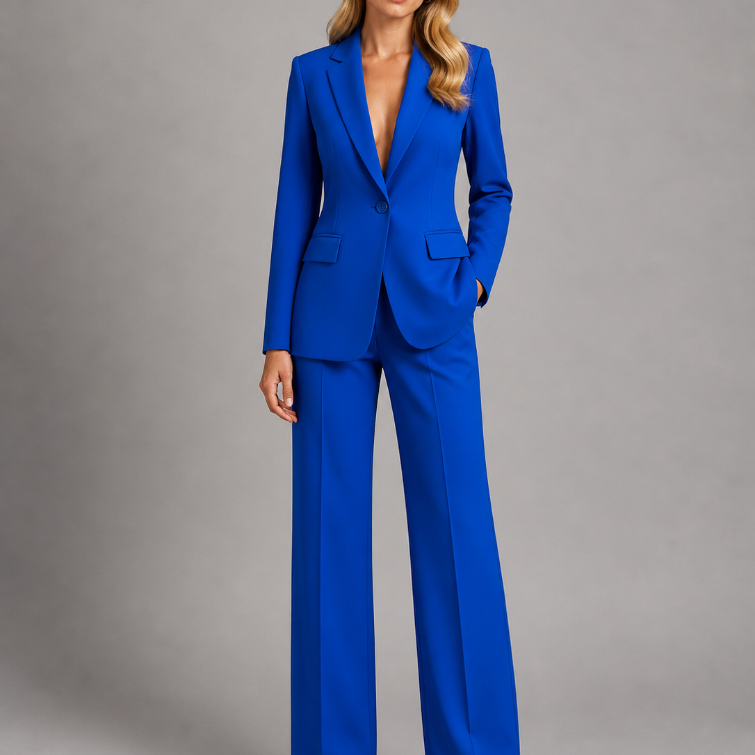 Women's Single Button Tailored Blazer Set