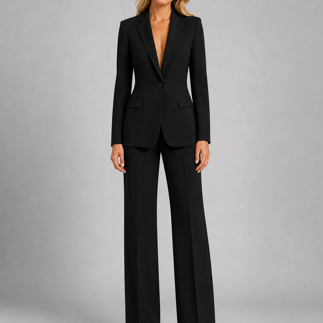 Women's Single Button Tailored Blazer Set
