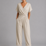 Women's Wrap V-Neck Wide Leg Jumpsuit
