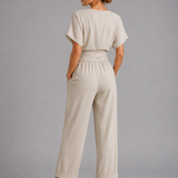 Women's Wrap V-Neck Wide Leg Jumpsuit