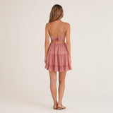 Ruffle Strap Mini Dress with V Neck and Tiered Skirt