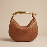 Woven Crescent Handle Statement Bag