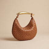 Woven Crescent Handle Statement Bag