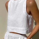 Selara Studio | Sleeveless Crop Top and Wide Leg Pants Linen Set