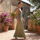 One Shoulder Satin Maxi Dress with Draped Silhouette