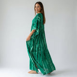 Boho Printed Maxi Dress with Loose Fit and V Neck