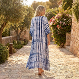 Boho Printed Maxi Dress with Loose Fit and V Neck