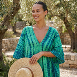 Boho Printed Maxi Dress with Loose Fit and V Neck