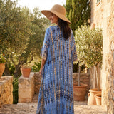 Boho Printed Maxi Dress with Loose Fit and V Neck