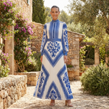 Boho Printed Long Sleeve Maxi Dress with Relaxed Fit