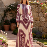 Boho Printed Long Sleeve Maxi Dress with Relaxed Fit