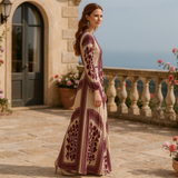 Boho Printed Long Sleeve Maxi Dress with Relaxed Fit
