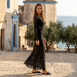 Long Sleeve Lace Maxi Dress with Sheer Detailing