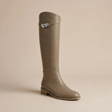 Buckle Detail Knee High Riding Boots