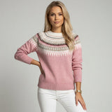 Fair Isle Knit Sweater with Classic Crew Neck