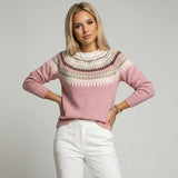 Fair Isle Knit Sweater with Classic Crew Neck