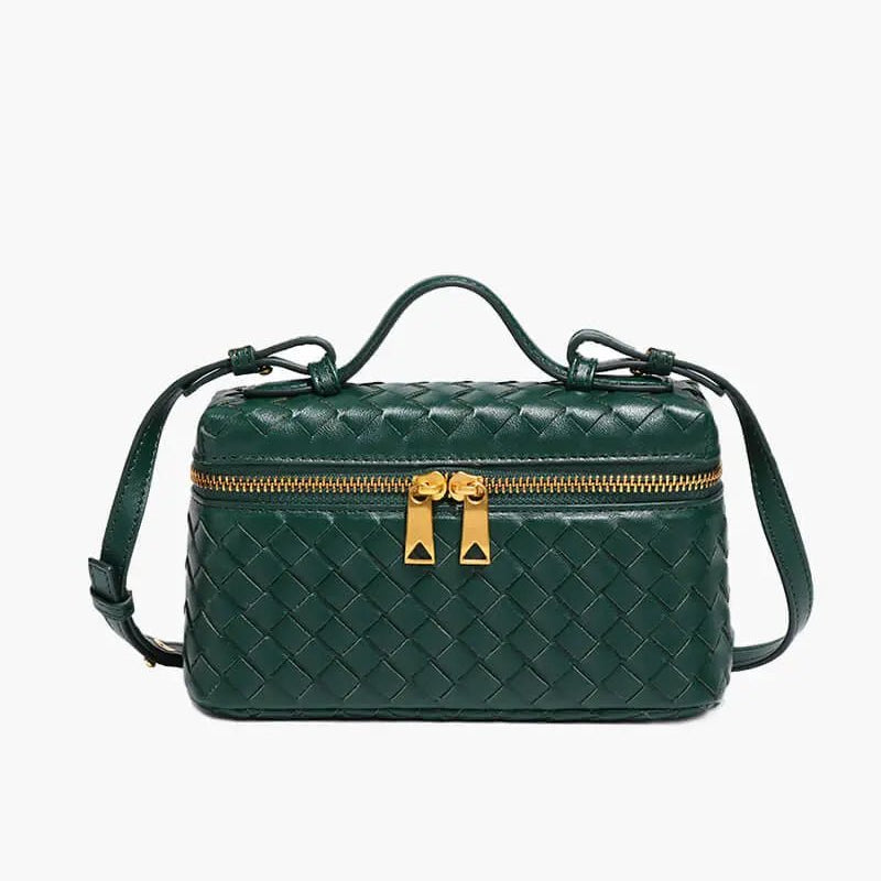 Woven Zip Camera Crossbody Bag
